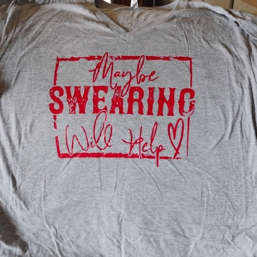 Gray T-Shirt with Red Graphic Print